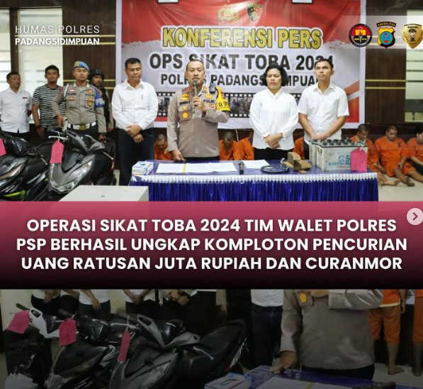 Operasi Sikat Toba 2024 Tim walet Polres PSP Berhasil ungkap komploton pencurian uang ratusan juta r