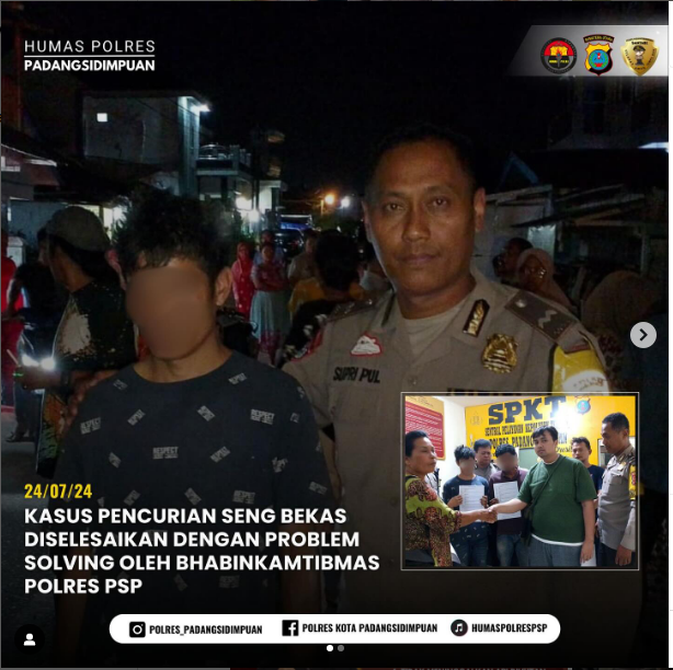Kasus Pencurian Seng bekas Diselesaikan Dengan Problem Solving Oleh Bhabinkamtibmas Polres PSP