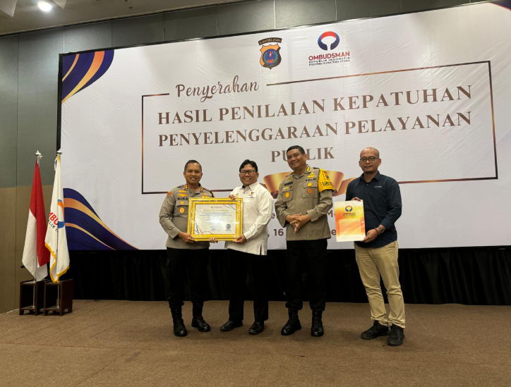 Pelayanan Publik terbaik Pemerintah Daerah Tahun 2024  Kapolres PSP raih penghargaan dari Ombudsman 