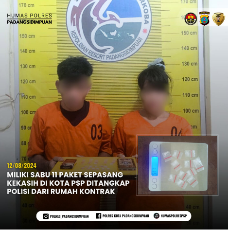 Sepasang Kekasih Ditangkap, 11 Paket Sabu Diamankan dari Kontrakan