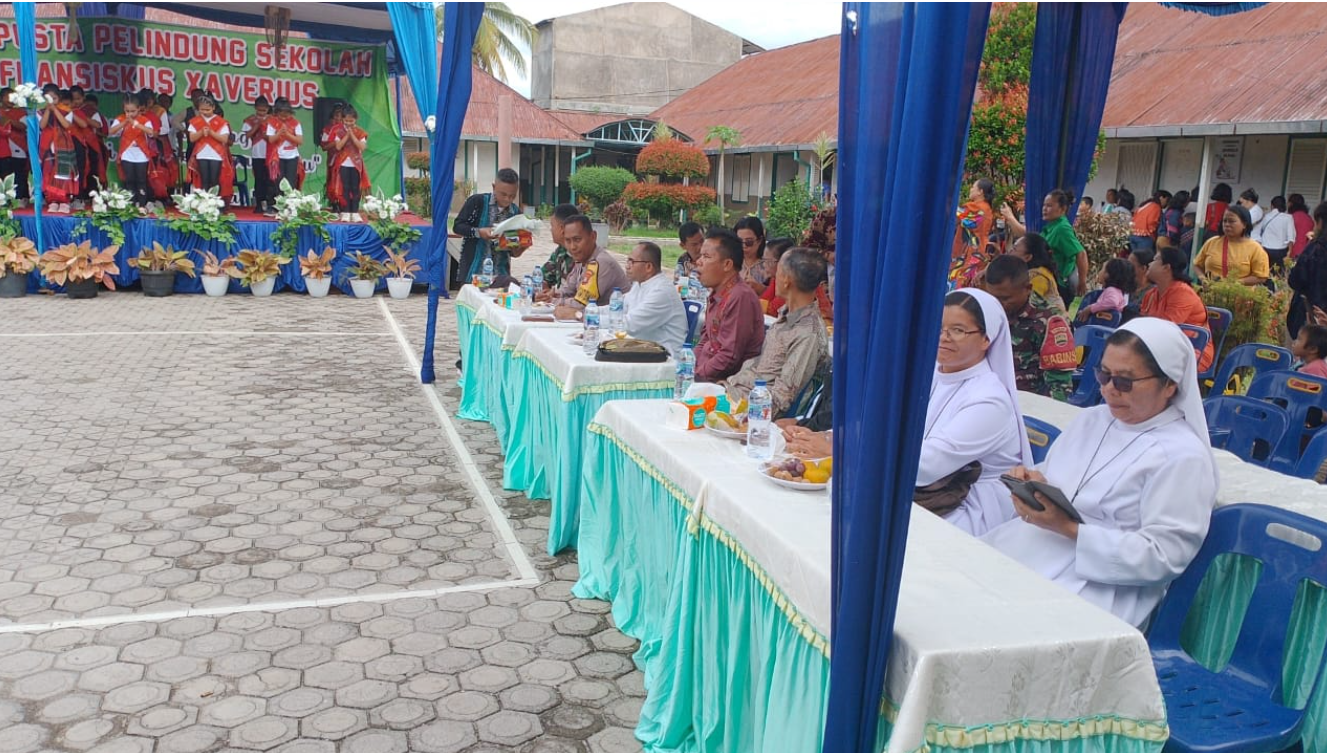 Bhabinkamtibmas Polsek Batunadua hadiri  Perayaan Pesta Santa Pelindung  Sekolah di Kota Padangsidim