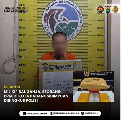 Bawa 1 Kilogram Ganja, Pria di Padangsidimpuan Diringkus Polisi