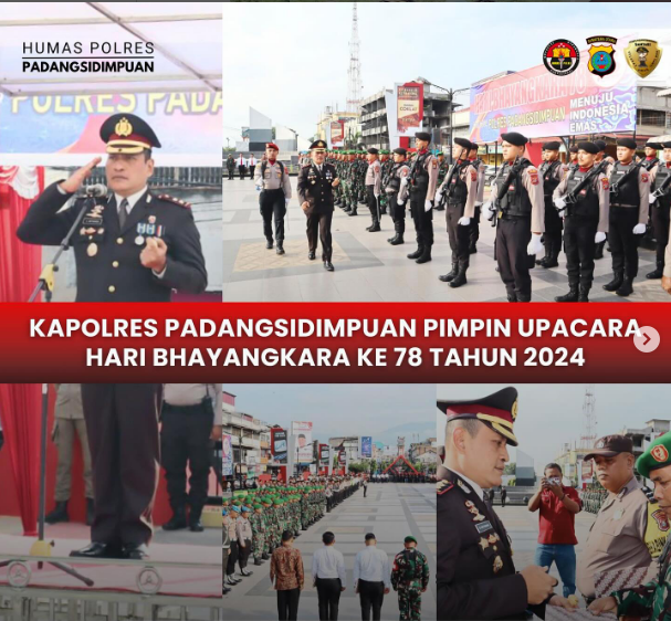 Kapolres Padangsidimpuan Pimpin Upacara Hari Bhayangkara Ke 78 Tahun 2024