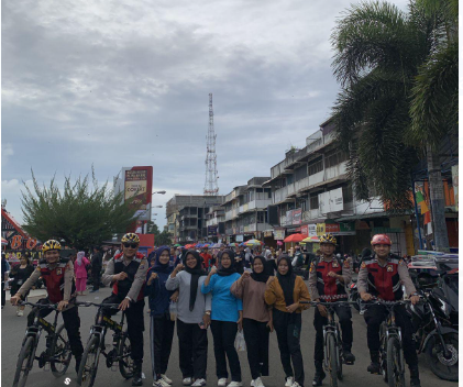 Patroli Sepeda Samapta Polres PSP  Amankan CFD di Alun Alun Alman Bolak 